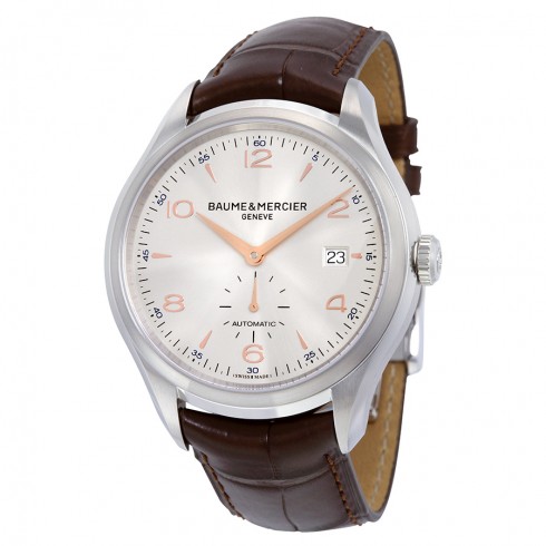 Baume and Mercier Clifton Automatic Silver-Sun Dial Brown Leather Men's Watch 10054 watches