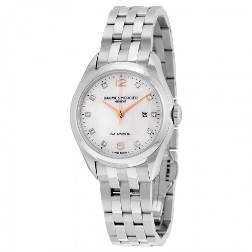 Baume and Mercier Clifton Mother of Pearl Diamond Dial Steel Ladies Watch 10151 watches