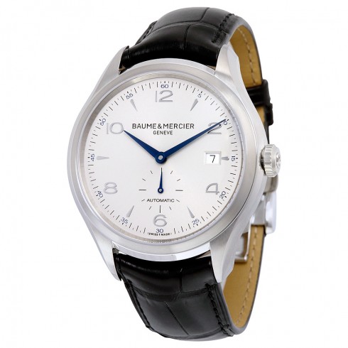 Baume And Mercier Clifton Silver Dial Black Leather Automatic Men's Watch 10052 watches