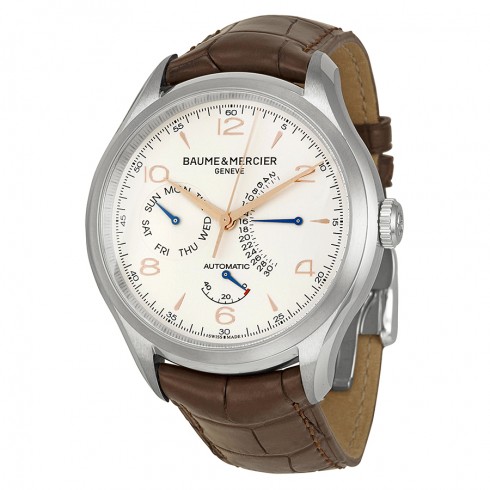 Baume and Mercier Clifton Silver Dial Brown Leather Men's Watch 10149 watches