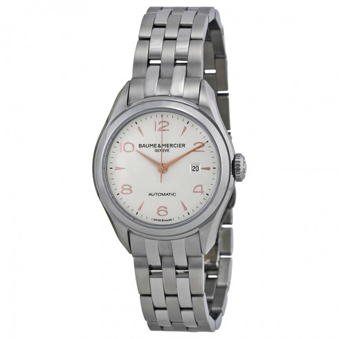 Baume and Mercier Clifton Silver Dial Stainless Steel Ladies Watch 10150 watches