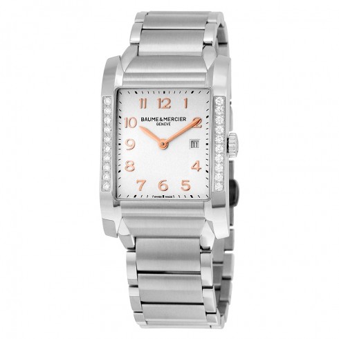Baume and Mercier Hampton Silver Dial Stainless Steel Diamond Ladies Watch 10023 watches
