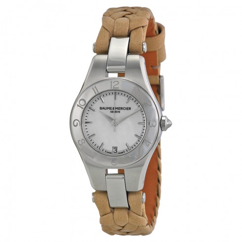 Baume and Mercier Linea Mother of Pearl Dial Beige Leather Ladies Watch 10116 watches