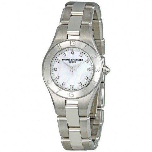 Baume and Mercier Linea Mother of Pearl Dial Diamond Ladies Watch 10011 watches