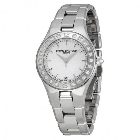 Baume and Mercier Linea Mother of Pearl Dial Stainless Steel Diamond Ladies Watch 10072 watches