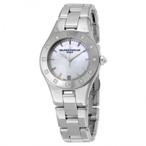 Baume and Mercier Linea Mother of Pearl Stainless Steel Diamond Ladies Watch 10071 watches