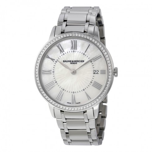 Baume and Mercier Mother of Pearl Dial Diamond Stainless Steel Ladies Watch MOA10227 watches