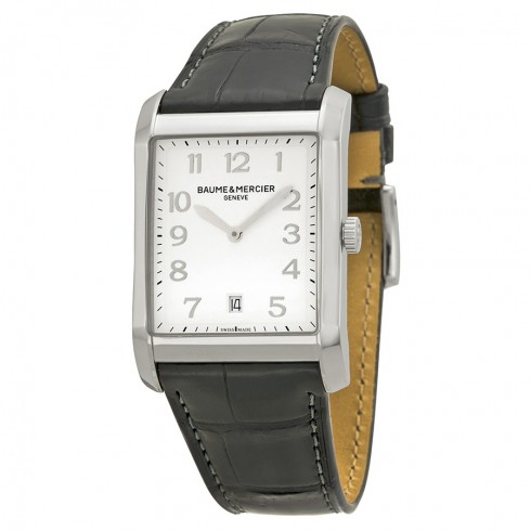 Baume and Mercier Silver Dial Black Leather Men's Watch 10154 watches