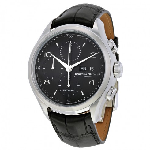 Baume Et Mercier Clifton Chronograph Black Dial Black Leather Men's Watch Moa10211 watches