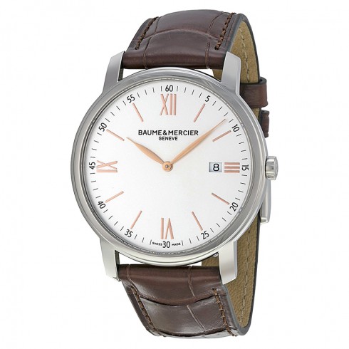 Baume et Mercier Classima Silver Dial Brown Leather Strap Men's 42mm Watch 10144 watches