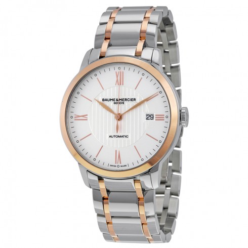 Baume et Mercier Classima Silver Opaline Dial Stainless Steel and 18kt Rose Gold Men's Watch 10217 watches