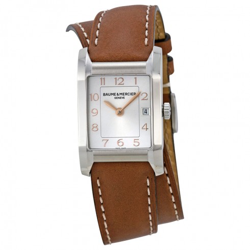 Baume et Mercier Hampton Silver Dial Leather Strap Ladies Watch 10110 watches