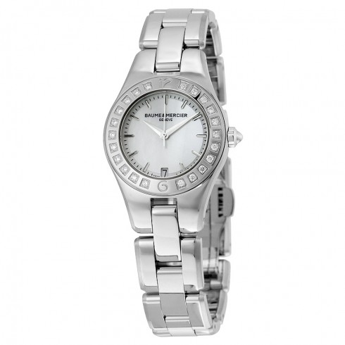 Baume et Mercier Linea Silver Dial Stainless Steel Diamond Ladies Watch MOA10078 watches