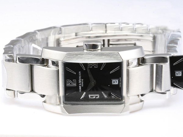 Baume Mercier Hampton Milleis 8478 Square Stainless Steel Case Black Dial Watch watches