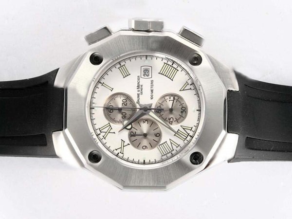 Baume Mercier Riviera XXL 8594 Round Black Rubber Strap Watch watches