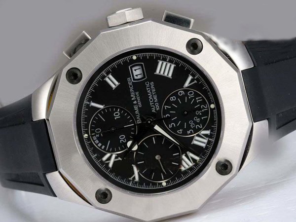 Baume Mercier Riviera XXL 8712 Black Dial Black Stainless Steel Strap Watch watches