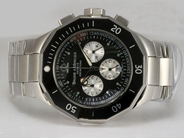 Baume Mercier Riviera XXL 8723 43mm Black Dial Silver Stainless Steel Strap Watch watches