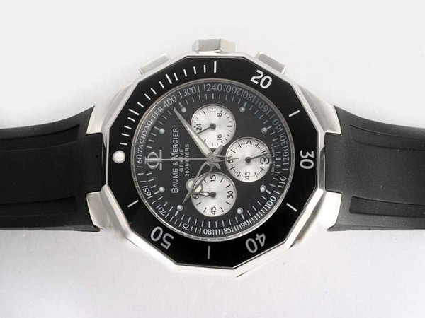 Baume Mercier Riviera XXL 8723 Black Rubber Strap 43mm Black Dial Watch watches