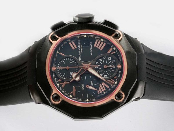 Baume Mercier Riviera XXL 8758 43mm PVD Case Black Dial Watch watches