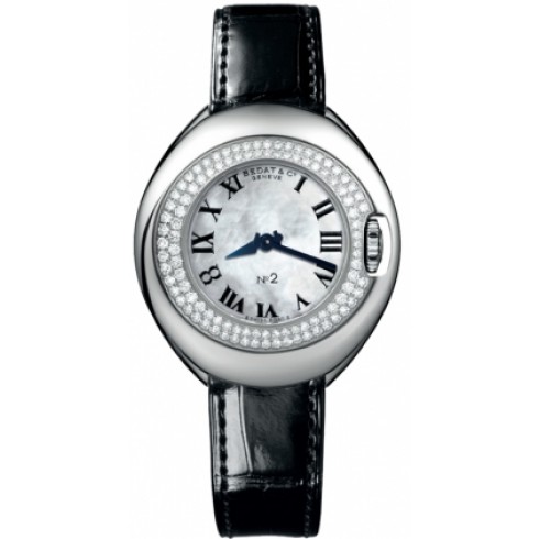 Bedat No 2 Mother of Pearl Dial Diamond Black Leather Ladies Watch 228.030.900 watches