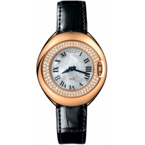 Bedat No 2 Mother of Pearl Dial Rose Gold Black Leather Unisex Watch 228.430.900 watches