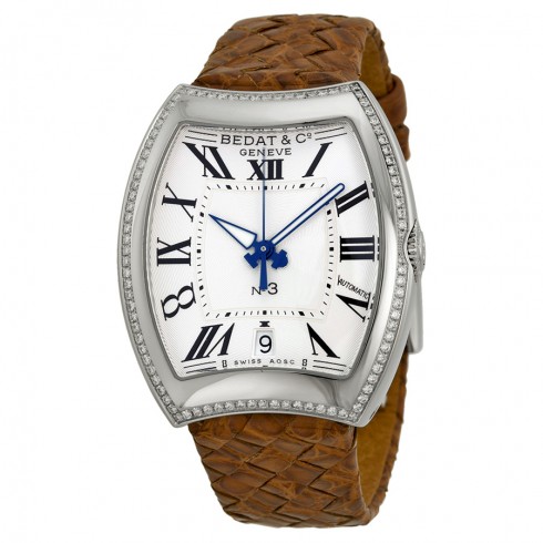 Bedat No 3 Opaline Guilloche Dial Brown Alligator Strap Automatic Ladies Watch 315-020-100 watches