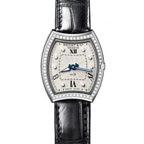 Bedat No. 3 Silver Diamond Dial Black Leather Strap Ladies Watch 305.020.109 watches