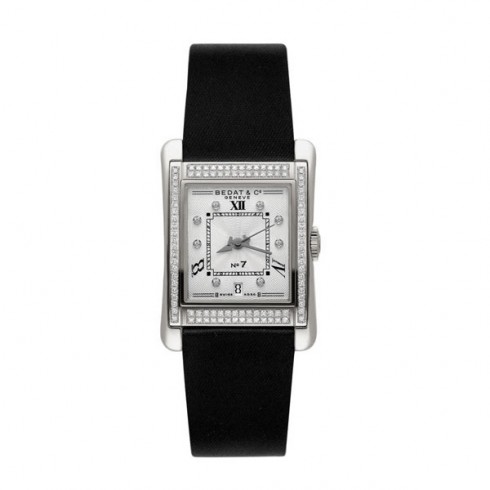 Bedat No. 7 Diamond White Guilloche Dial Steel Black Satin Watch 728.040.109 watches