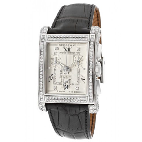Bedat No. 7 Silver Dial Chronograph Black Leather Ladies Watch 778.050.109 watches
