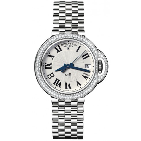 Bedat No.8 Silver Dial Stainless Steel Diamond Bezel Ladies Watch 828.041.600 watches