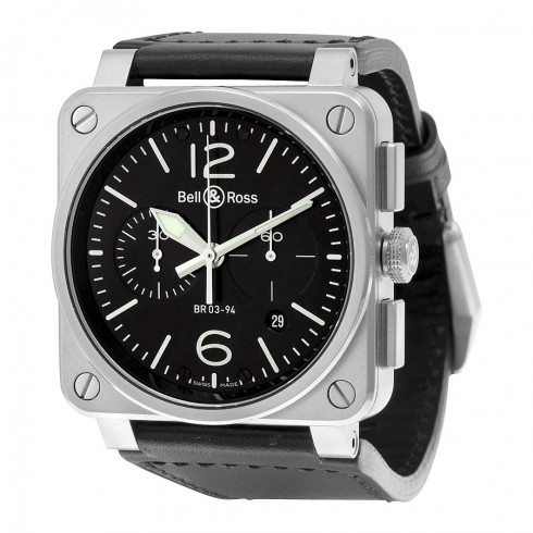 Bell and Ross Aviation Automatic Black Dial Black Leather Men's Watch BR0394-BL-SI/SCA watches