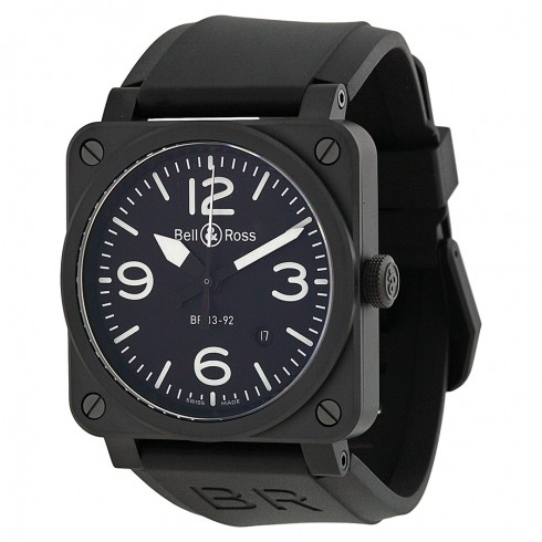 Bell and Ross Aviation Automatic Black Dial Black Rubber Men's Watch BR0392-BL-CE watches
