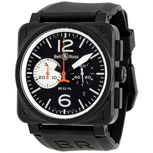 Bell and Ross Aviation Black and White Dial Chronograph Automatic Men's Watch BR0394-BW-CA watches