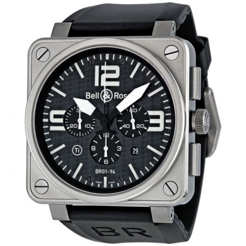 Bell and Ross Aviation Black Carbon Fiber Dial Titanium Men's Watch BR0194-TITANIUM watches