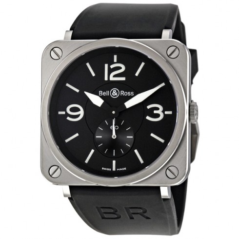 Bell and Ross Aviation Black Dial Black Rubber Men's Watch BRS-BL-ST-SRB watches