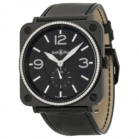 Bell and Ross Aviation Black Dial Diamond Unisex Watch BRS-BLKD-CER-PHT watches