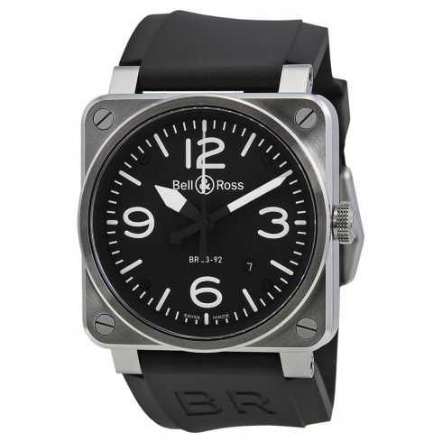 Bell and Ross Aviation Black Dial Steel Case Automatic 42 MM Men's Watch BR-03-92-STEEL watches