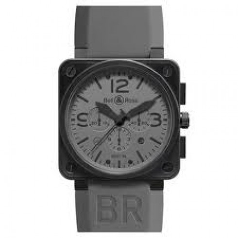 Bell and Ross Aviation Commando Chronograph Grey Dial Rubber Automatic Men's Watch BR01-94COMMANDO watches