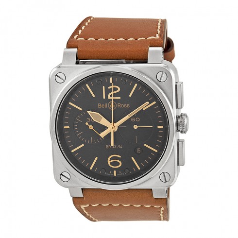 Bell and Ross Aviation Golden Heritage Black Dial Chronograph Automatic Men's Watch BR0394-GOLD-HER watches