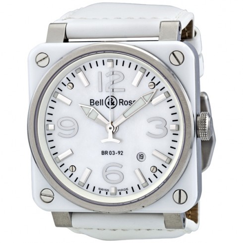 Bell and Ross Aviation Mother of Pearl White Ceramic Men's Watch BR0392-WHT-CER watches