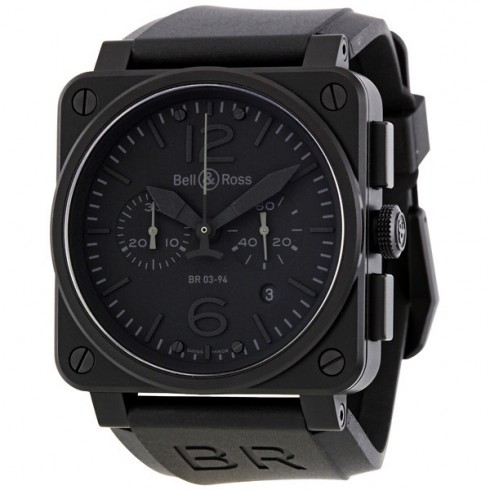 Bell and Ross Aviation Phantom All Black Dial Chronograph Men's Watch BR03-94-PHANTOM watches