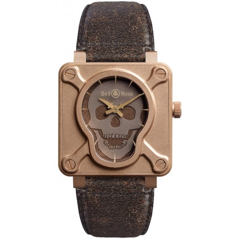 Bell and Ross Aviation Skull Bronze Leather Automatic Men's Watch BR0192-SKULL-BR watches