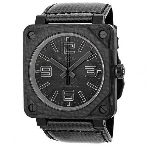 Bell and Ross Aviavtion Carbon Fiber Phantom Black Dial Automatic Men's Watch BR0192-CA-FIBER-PH watches