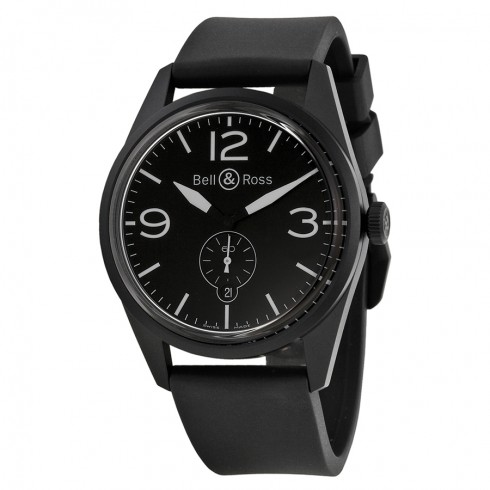 Bell and Ross Black Dial Rubber Automatic Men's Watch BRV123-BL-CA-SRB watches