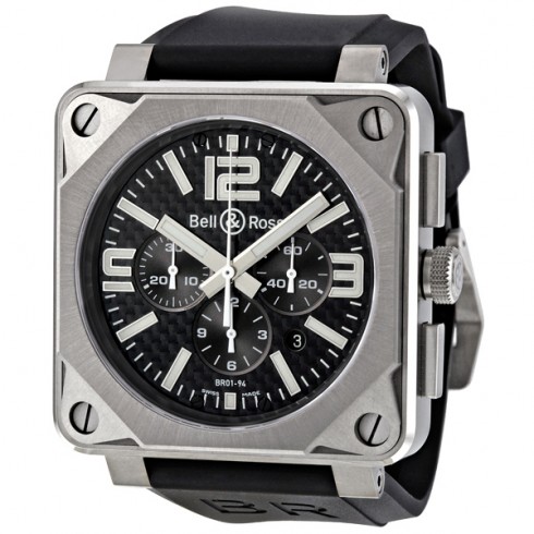 Bell and Ross Chronograph Automatic Black Carbon Fiber Black Rubber Men's Watch watches
