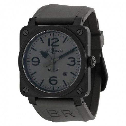 Bell and Ross Commando Grey Dial Grey Rubber Men's Watch R0392-COMMANDOCE watches
