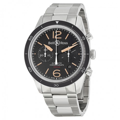 Bell and Ross Heritage Sport Black Dial Steel Men's Watch BR126-HER-ST watches