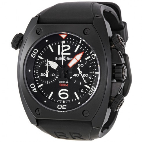 Bell and Ross Marine Black Dial Chronograph 44MM Men's Watch BR0294-BL-CB watches