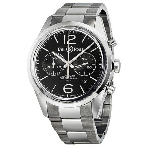 Bell and Ross Officer Chronograph Black Dial Men's Watch BR126-OFFICER-SSB watches