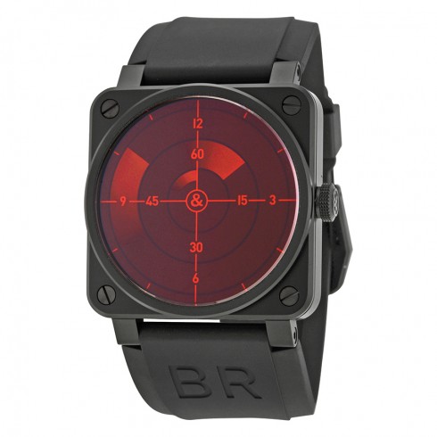 Bell and Ross Red Radar Black Rubber Automatic Men's Watch BR03-92-RED RADAR watches